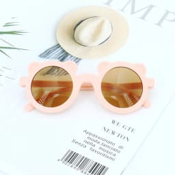 Baby Boys Girls Cute Cartoon Bear Shape Fashion Round Glasses Children Vintage Sunglasses UV Protection Classic Kids Eyewear