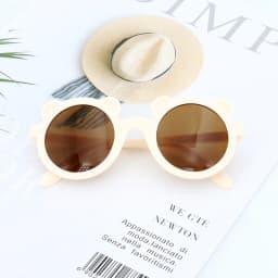 Baby Boys Girls Cute Cartoon Bear Shape Fashion Round Glasses Children Vintage Sunglasses UV Protection Classic Kids Eyewear