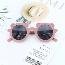 Baby Boys Girls Cute Cartoon Bear Shape Fashion Round Glasses Children Vintage Sunglasses UV Protection Classic Kids Eyewear
