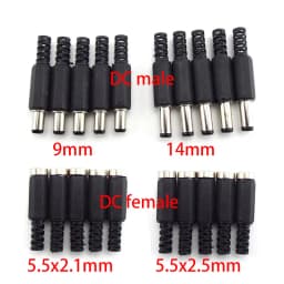 DC Female Male Power Supply Plug Connectors 5.5mm X 2.1mm 5.5x2.5mm Female Male Jack Socket Adapter Wire 5525 5521