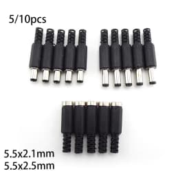 DC Female Male Power Supply Plug Connectors 5.5mm X 2.1mm 5.5x2.5mm Female Male Jack Socket Adapter Wire 5525 5521