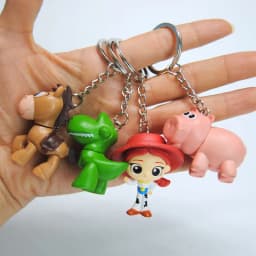 Cute Movie Toy Story 4 Woody Buzz Lightyear PVC Action Figure Keychain Figure Jessie Woody Alien Key Ring Toys for Children Gift