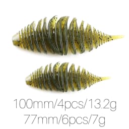 Supercontinent BELLOWS GILL Soft Lure Worm Fishing Bass Lure 100mm/4pcs 77mm/6pcs Larva soft bait