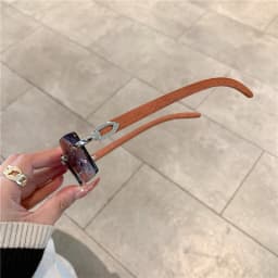KAMMPT Rimless Sunglasses For Men Women Wooden Pattern Luxury Brand Retro Sun Glasses Fashion Shades UV400 Travel Outdoor