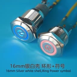 12mm 16mm 19mm PC Power Ignition Push Button PC Switch Host Restart LED Metal Button with 50cm DuPont Line