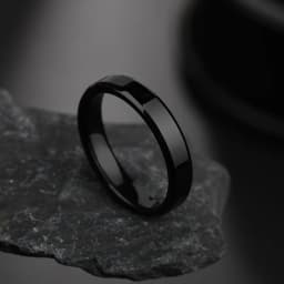 Letdiffery 4mm Simple Smooth Women Rings Black Stainless Steel Men Rings Birthday Gifts