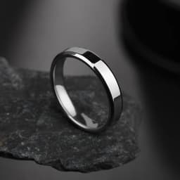 Letdiffery 4mm Simple Smooth Women Rings Black Stainless Steel Men Rings Birthday Gifts