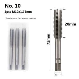 XCAN 3pcs M2-M12 Metric Tap Machine Screw Tap Drill Bit Tapping Tool Thread Plug Tap Thread Tap Metalworking Hand Tools