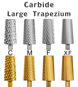 RolinStar 6.6 Large Trapezium Tapered Barrel Gold Silver steel Carbide milling cutter nail drill bit manicure pedicure