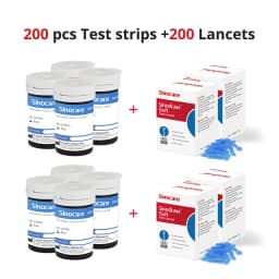 (50/100/200/400pcs) Sinocare Safe Accu Blood Glucose Test Strips (With Free Lancets)