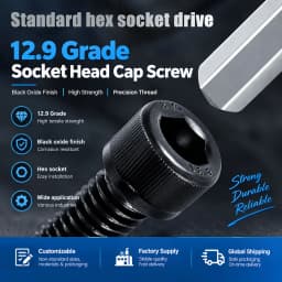 NINDEJIN Hexagon Hex Socket Cap Head Screw Bolts M1.6 M2 M2.5 M3 M4 M5 M6 M8 M10 12.9 Grade Carbon Steel Allen Screw DIN912