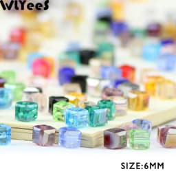 WLYeeS 2 3 4 6 8mm Square shape Austrian crystal beads Square Glass Loose Spacer Bead for Jewelry Bracelet Necklace Making DIY