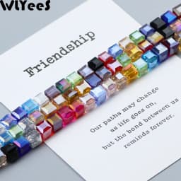 WLYeeS 2 3 4 6 8mm Square shape Austrian crystal beads Square Glass Loose Spacer Bead for Jewelry Bracelet Necklace Making DIY