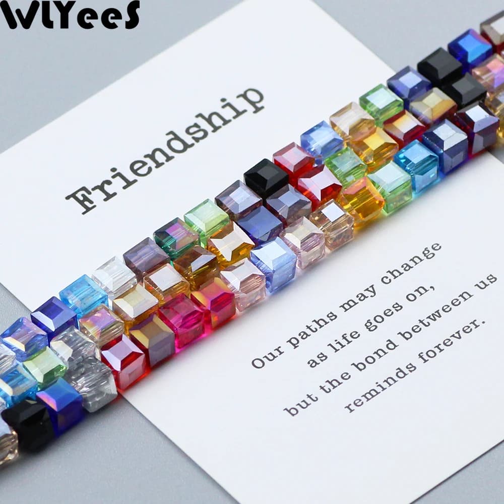WLYeeS 2 3 4 6 8mm Square shape Austrian crystal beads Square Glass Loose Spacer Bead for Jewelry Bracelet Necklace Making DIY
