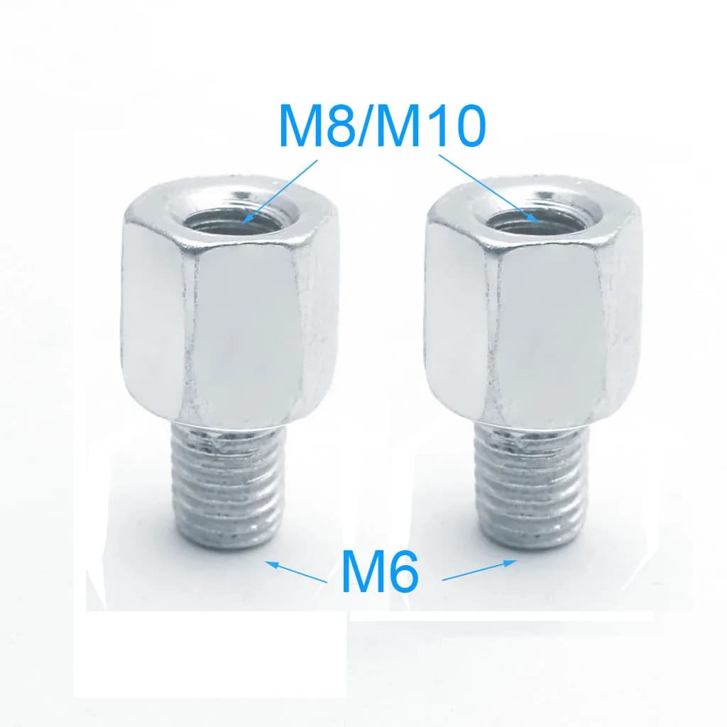 1 Pair (2 Pcs) Scooter Motorcycle Rear Mirror Adapters M10 10mm M8 8mm to 6mm M6 Male Female Right hand thread Changing Screw