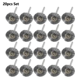 CMCP Polishing Tool 20pcs 22mm Steel Wire Wheel Brush Set For Metal Polishing 3.0mm Shank Rotary Brush for Dremel Rotary Tool