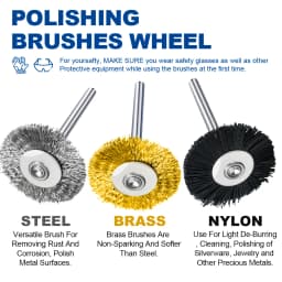 CMCP Polishing Tool 20pcs 22mm Steel Wire Wheel Brush Set For Metal Polishing 3.0mm Shank Rotary Brush for Dremel Rotary Tool