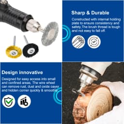 CMCP Polishing Tool 20pcs 22mm Steel Wire Wheel Brush Set For Metal Polishing 3.0mm Shank Rotary Brush for Dremel Rotary Tool