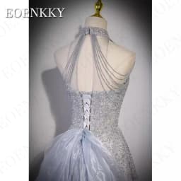 EOENKKY Sparkly Silver Prom Dresses Fairy A Line Glitter Tulle Party Dress Detachable Train Woman Customized платье на выпускной