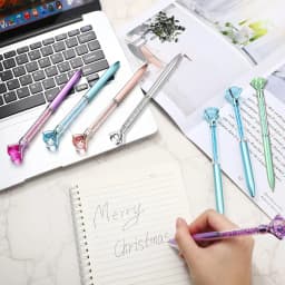 24Pcs Large Crystal Diamond Pens Christmas Gift Shiny Ballpoint Pen Black Ink Pens Suitable For School Office Supplies