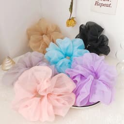 Spring summer organza hair scrunchie large fairy chiffon women Elastic Hair Band Ponytail Holder Hair Tie Girl Gum Accessories