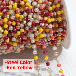 1meter Stone Stainless Steel Chain Black White Silver Color Crystal Beaded Chains for Necklace Bracelet Jewelry Making DIY