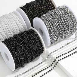 1meter Stone Stainless Steel Chain Black White Silver Color Crystal Beaded Chains for Necklace Bracelet Jewelry Making DIY