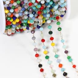 1meter Stone Stainless Steel Chain Black White Silver Color Crystal Beaded Chains for Necklace Bracelet Jewelry Making DIY