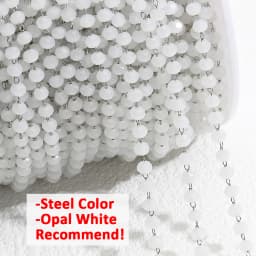 1meter Stone Stainless Steel Chain Black White Silver Color Crystal Beaded Chains for Necklace Bracelet Jewelry Making DIY