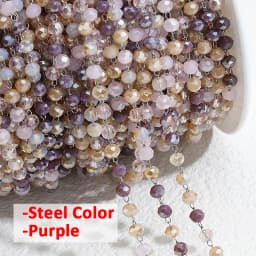 1meter Stone Stainless Steel Chain Black White Silver Color Crystal Beaded Chains for Necklace Bracelet Jewelry Making DIY