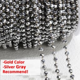 1meter Stone Stainless Steel Chain Black White Silver Color Crystal Beaded Chains for Necklace Bracelet Jewelry Making DIY