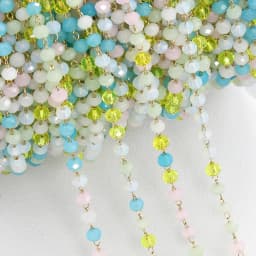 1meter Stone Stainless Steel Chain Black White Silver Color Crystal Beaded Chains for Necklace Bracelet Jewelry Making DIY