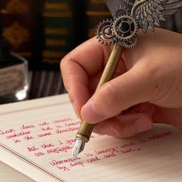 5color Machine Feather Dip Pen Set,Replaceable 5 Nib,Ink-Containing,Creative Quill Writing Artist Calligraphy Signature Pen 7003
