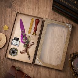 5color Machine Feather Dip Pen Set,Replaceable 5 Nib,Ink-Containing,Creative Quill Writing Artist Calligraphy Signature Pen 7003