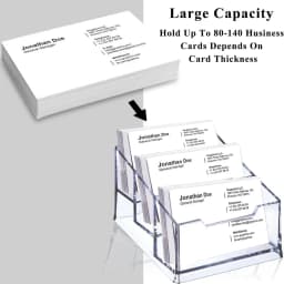 Acrylic Business Card Holder & Transparent Card Storage Rack, 3-Layer Plastic Desktop Business Card Holder