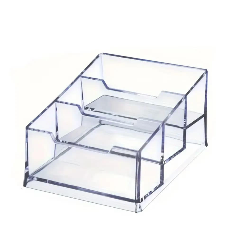 Acrylic Business Card Holder & Transparent Card Storage Rack, 3-Layer Plastic Desktop Business Card Holder