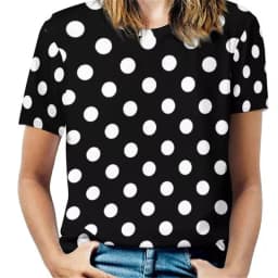 Women Vintage 3D Dot Print O-Neck Short Sleeve T-Shirts Female Retro Fashion Wave Point Street Tshirt Lady Casual Y2k Tops Tees