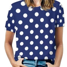 Women Vintage 3D Dot Print O-Neck Short Sleeve T-Shirts Female Retro Fashion Wave Point Street Tshirt Lady Casual Y2k Tops Tees