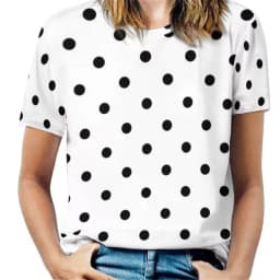 Women Vintage 3D Dot Print O-Neck Short Sleeve T-Shirts Female Retro Fashion Wave Point Street Tshirt Lady Casual Y2k Tops Tees