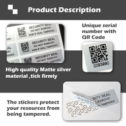 5x1.5cm Mute Silver Tamper Proof Sticker with QR Code, Warranty Void Seal Security Label Sticker with Serial Numbers