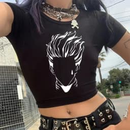 Crop Top T-shirt Hunter X Hunter Tees Cropped Harajuku Cartoon Killua Tshirt Funny Japanese Anime Hisoka T Shirt Tops Y2k Manga