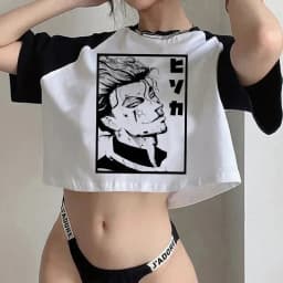 Crop Top T-shirt Hunter X Hunter Tees Cropped Harajuku Cartoon Killua Tshirt Funny Japanese Anime Hisoka T Shirt Tops Y2k Manga