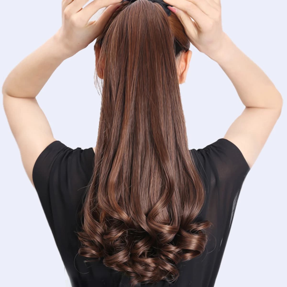 18-23 inch Synthetic Natural Strap Ponytail Wrapped Around Woman's Ponytail Long Curly Hair Wig Hairpiece For Daily Wear