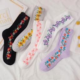 5 Pairs/Set Funny Socks Women Cute Middle Tube Socks Aesthetic Fun Socks Kawaii Cartoon Spring Summer Crew Socks