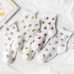 5 Pairs/Set Funny Socks Women Cute Middle Tube Socks Aesthetic Fun Socks Kawaii Cartoon Spring Summer Crew Socks