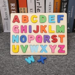 Toddlers Wooden Puzzle Montessori Baby Toys ABC Alphabet Number Shape Matching Board Game Preschool Educational Toy for Kids 2-4