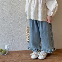 Kids Jeans Girls New 2024 Spring Autumn Childrens Fashion Casual Wide-leg Pants Lace Princess Sweet and Lovely