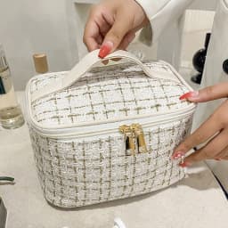 2026 New Women's Bag Knitted Style Makeup Bag Portable Portable Portable Makeup Bag Fashionable Large Storage Bag BX100