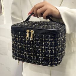 2026 New Women's Bag Knitted Style Makeup Bag Portable Portable Portable Makeup Bag Fashionable Large Storage Bag BX100