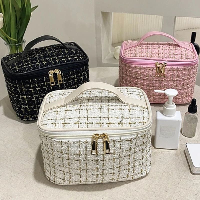 2026 New Women's Bag Knitted Style Makeup Bag Portable Portable Portable Makeup Bag Fashionable Large Storage Bag BX100